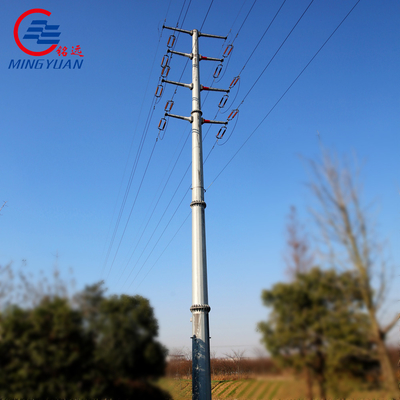 เสาไฟฟ้ายูทิลิตี้เหล็กแปดเหลี่ยมการกระจายพลังงาน 11kv Hot Dip