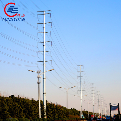 เสาไฟฟ้ายูทิลิตี้เหล็กแปดเหลี่ยมการกระจายพลังงาน 11kv Hot Dip