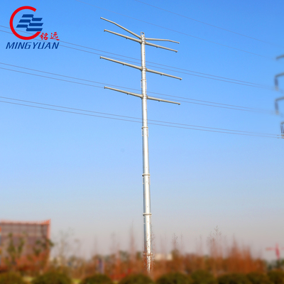 เสาไฟฟ้ายูทิลิตี้เหล็กแปดเหลี่ยมการกระจายพลังงาน 11kv Hot Dip