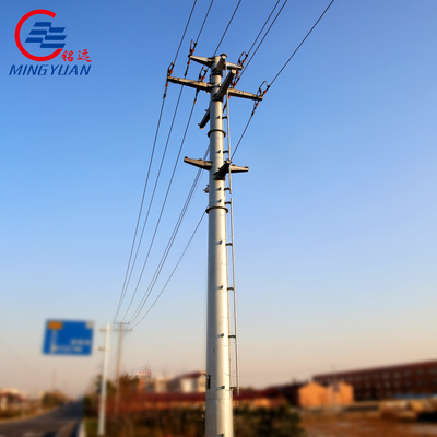 เสาไฟฟ้ายูทิลิตี้เหล็กแปดเหลี่ยมการกระจายพลังงาน 11kv Hot Dip