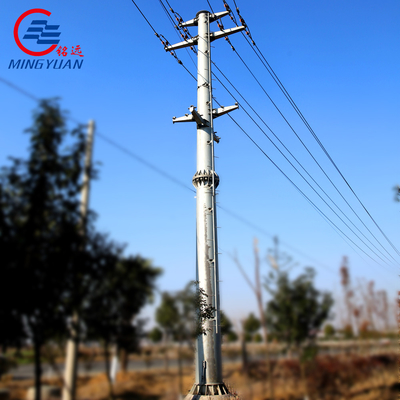Double Circuit HDG Mast Utility Transmission Line เสาเหล็กแปดเหลี่ยมเหลี่ยมเรียว