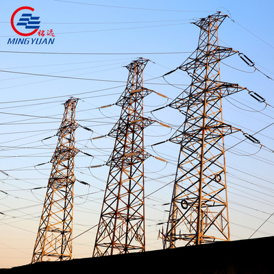 132kV Steel Utility Electric Transmission Lattice Tower Monopoles ท่อชุบสังกะสี