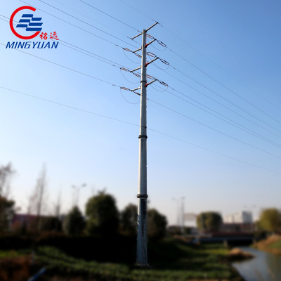 Overhead Line Utility เสาเหล็ก HDG สำหรับการกระจายโลหะหลายเหลี่ยมหลายเหลี่ยม 220kV