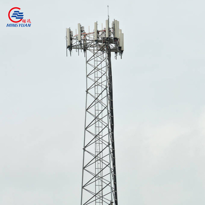 Q355b Angle Lattice Steel Tower สังกะสี 4 ขาพร้อมระบบป้องกันฟ้าผ่า